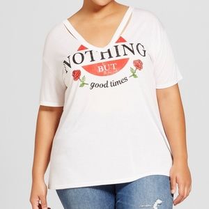 Fifth Sun NWOT V-Neck Destructed Graphic T-Shirt